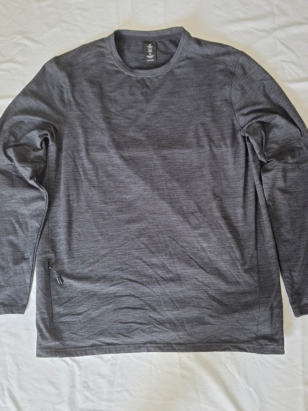 Member's Mark Grey/Black XL Men's Long Sleeve Tech Crew Shirt W Pocket